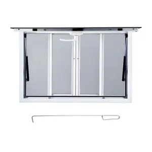 GARVEE Aluminum Alloy Concession Windows for Food Trucks and Stands, Available in 36"x36", 48"x36", and 53"x33" Sizes, Featuring Horizontal Sliding Screen Windows, Awning Doors with Up to 85° Opening, and Secure Drag Hooks