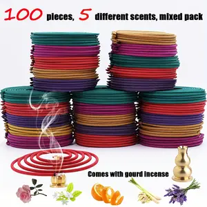 50/100pcs Mixed Spiral Incense Sticks, Lemongrass Rose Jasmine Lavender Scented Air Purifier Relaxing Yoga Meditation Gift