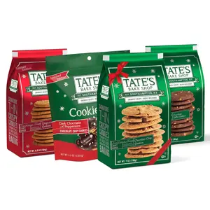 Tate's Bake Shop Holiday Cookies Variety Pack, Chocolate Chip, Toffee, and Gingersnap Cookies, plus Peppermint Bark, 4 Bags
