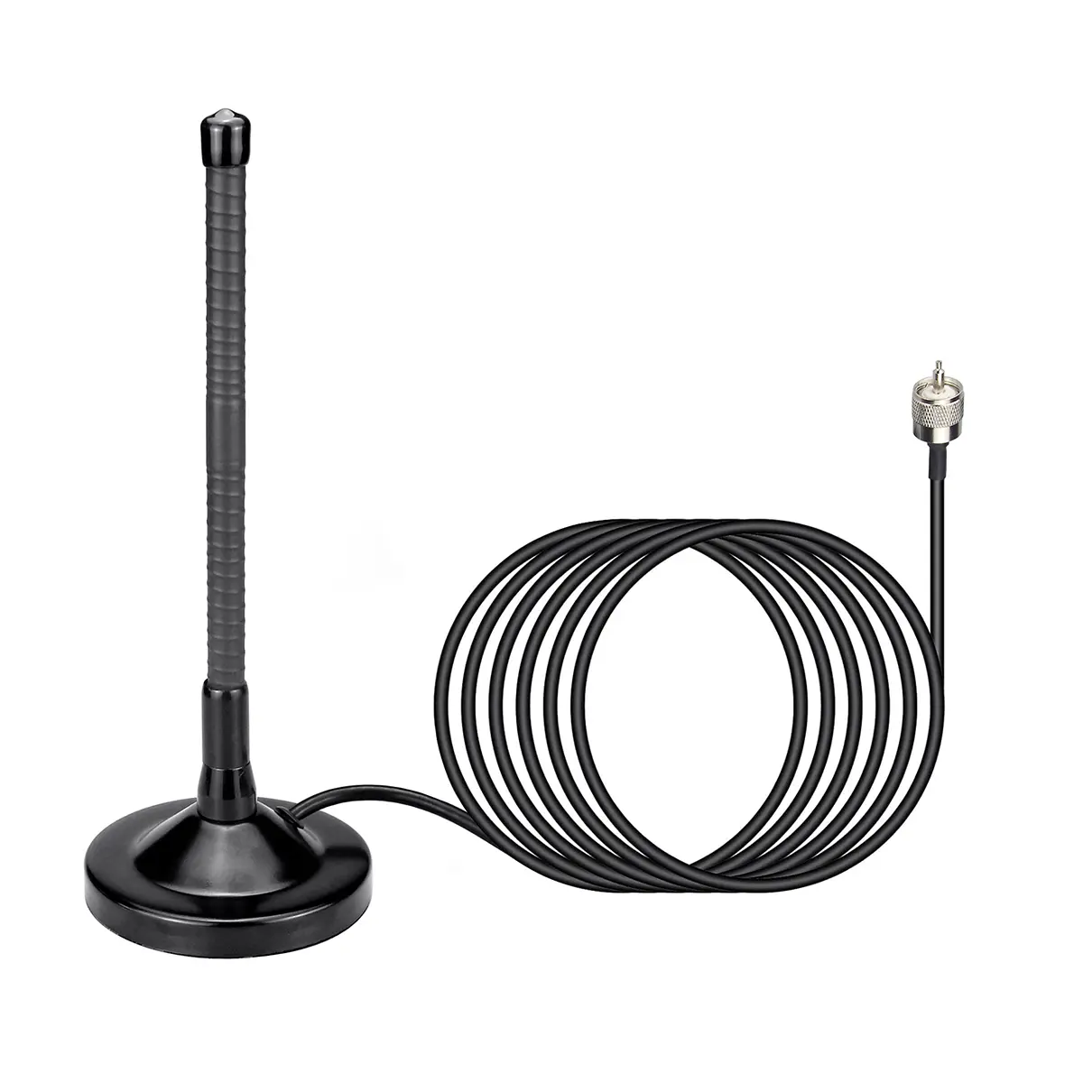 CB Radio Antenna with Magnetic Base, BNC Male Connector, 27MHz Mobile Antenna Compatible with AnyTone, Cobra CB Radio and Other Popular Models, 9-inch Height, Heavy Duty Magnet, for Cars and Trucks