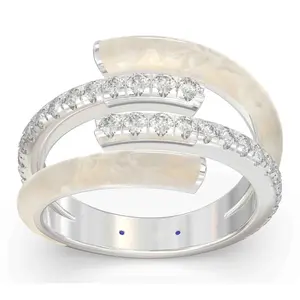 Vida Lab Diamonds Ceramic Chic Gold Double WrapRing, Sterling