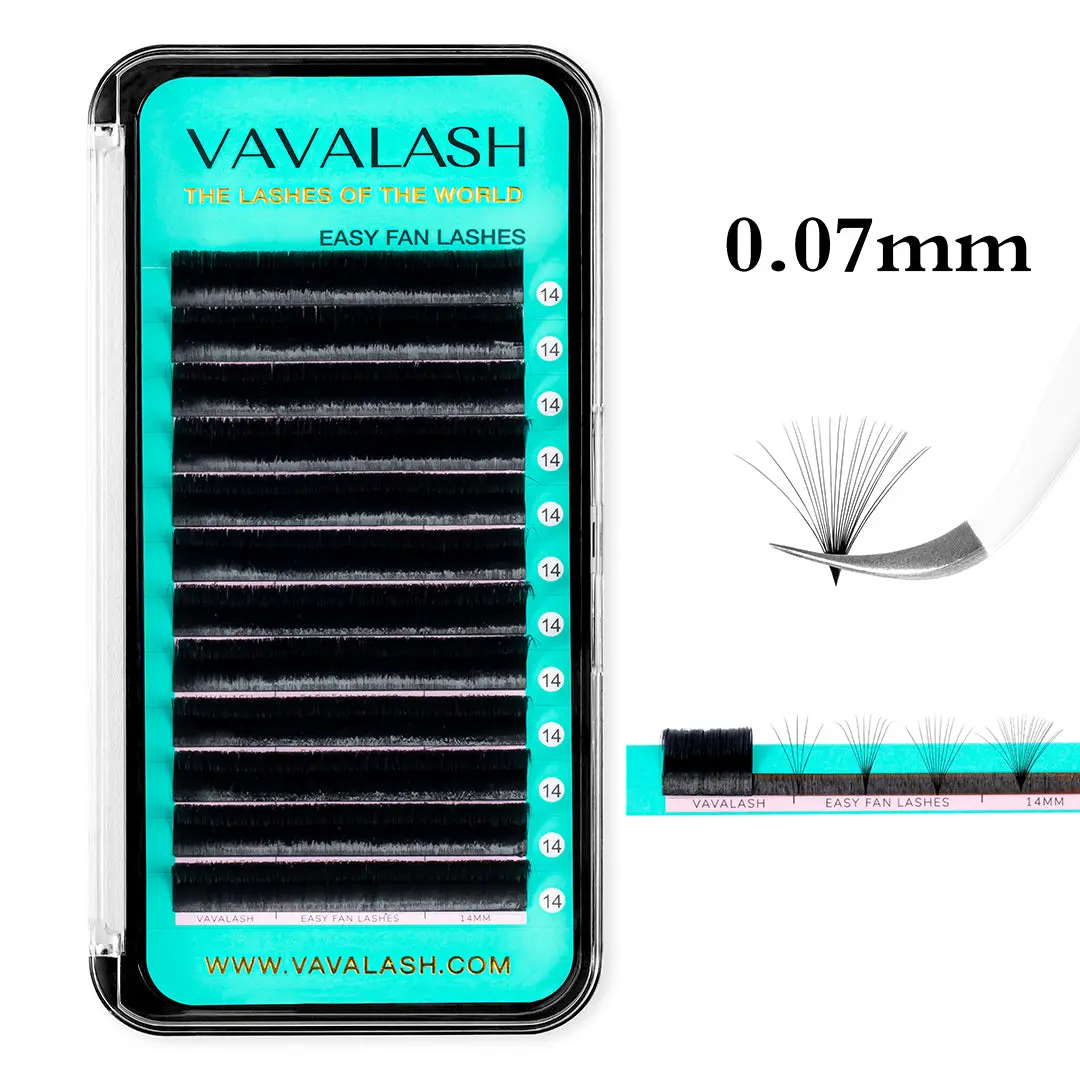 VAVALASH Easy Fan Eyelash Extensions, 0.07mm Thickness, CC Curl, 12 Rows per Tray, Lengthening Beauty Products for Professional Stylists' Cosmetic Makeup Supplies, Trays, 100% Brand New And High Quality, Fan Shape, 8-15Mm, Lash Technicians, Champagne Gold