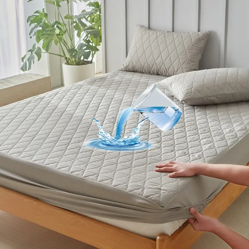 King/queen Size Waterproof Bed Sheet, Soft Skin-Friendly Fabric, Deep Pocket Design, Noiseless, Easy Care, Perfect Fit for Various Mattress Sizes, Waterproof Fitted Sheet