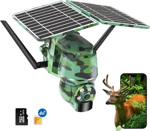4G LTE Cellular Trail Camera with SIM Card Solar Powered 0.3s Trigger Speed 100FT Night Vision 1080P 360° View Wildlife Waterproof Device Digital