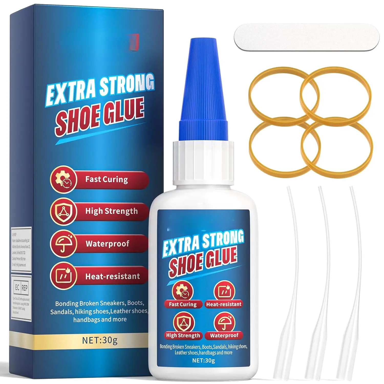 Shoe Glue 30g, Instant Glue Sole Repair Heavy Duty, Quick Dry &  Adhesive Repair with Anti-Clog Cap, Shoe Adhesive for Rubber Soles, Boot, Sneaker, Sandals, Leather, Handbags and More