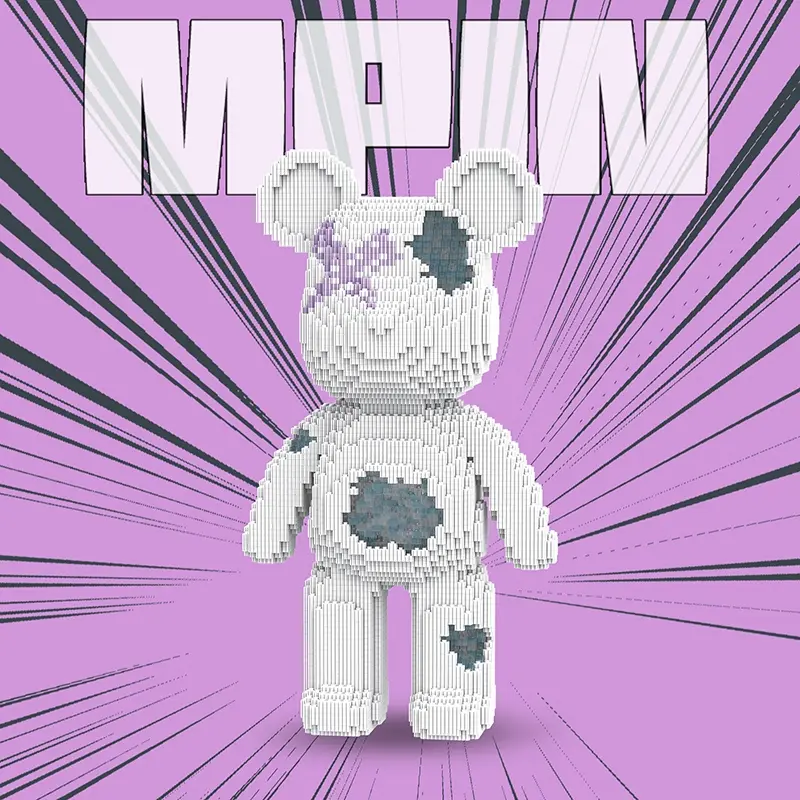 Creative Bear Building Blocks Set, 5100 Pieces, 43cm High, Unisex Gift, Home Decor, Creative Crystal Bear Puzzle Toy