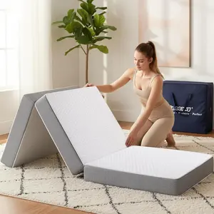 Foldable Mattress with Washable Cover, Trifold Mattress for Travel with Carry Bag, Medium Firm, Soft, for Overnight Guests and Camping, (75"x25"x4" Single)