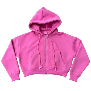 Plush Pink Zip-Up Jacket Bow Detailing Cozy Sweatsuit Girly