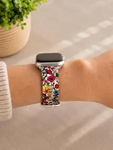 Vintage Floral Watch Band – Colorful Wildflower Silicone Watch Strap – Boho Cottagecore Watch Band for Women