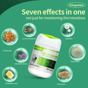 Kingscom Colon Clean Extra Strength 15 Day Cleanse Gut and Colon Gut Health & Detox Support | Natural Dietary Supplement Healthcare Support Caffeine Free with Okra Powder ,Dandelion Root & Orange Peel 30 Capsules