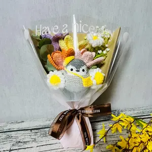 Handmade Crochet Penguin Bouquet, Cute Penguin Flower Bouquet, Crochet Flowers Bouquet, Artificial Flower Bouquet, Home Decor Supplies, Decoration Bouquet, Gift for Friends & Family