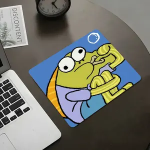 Funny Cartoon Stupid Fish Style Square Mouse Pad, Non Slip Mousepad, Funny Desktop Decoration Protection Pad, Rubber Non-Slip Lock Edge Small Pad, Suitable For Laptop Desktop Games Work Mouse Pad, Ideal Funny Gift For Family And Friends
