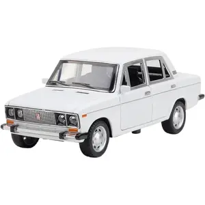 1:24 Lada 2106 Alloy Diecast Car Model Sound and Light Toy Car Collection Gift (White)