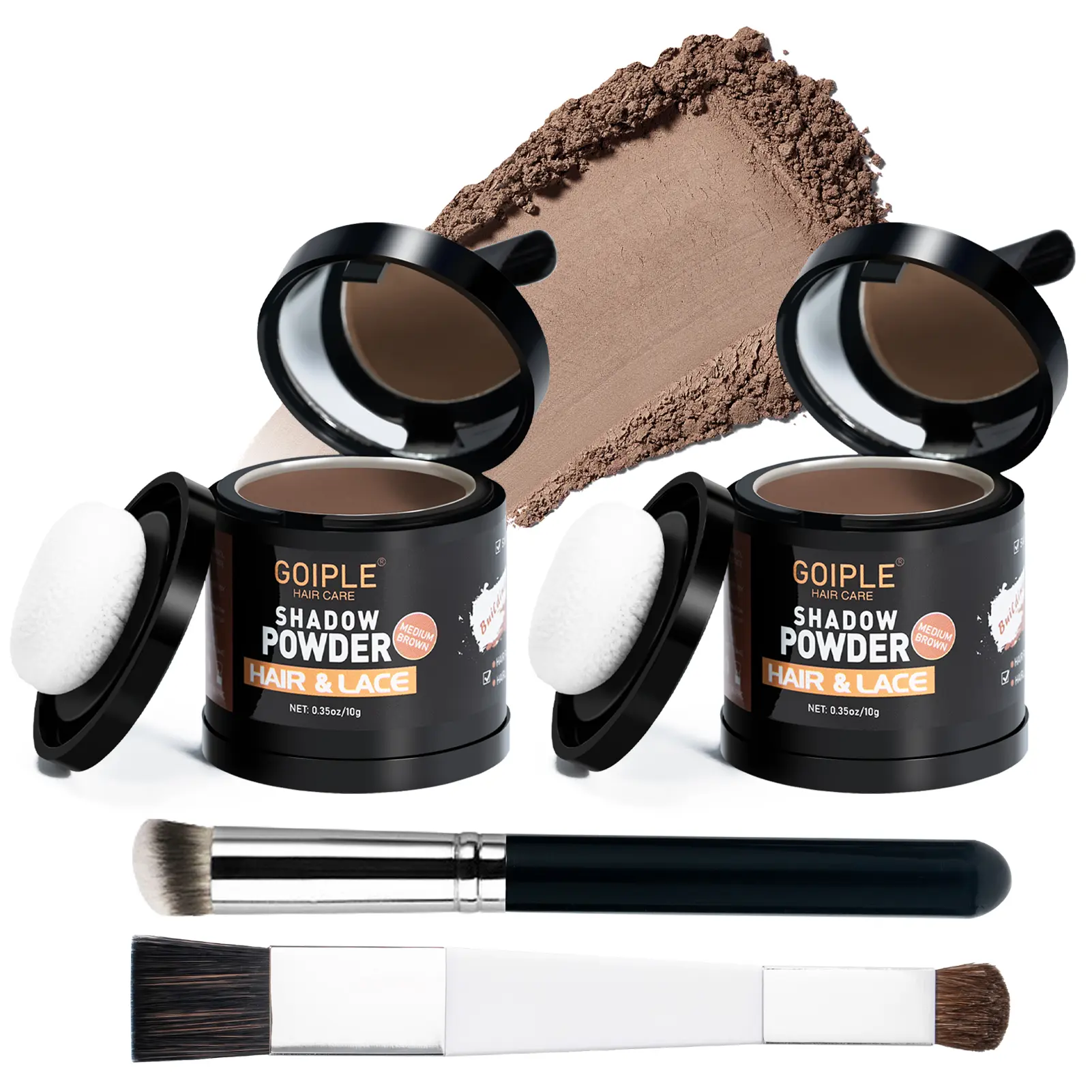 Goiple Hairline Powder Kit - 4-Count Root Cover Up Hair Color Powder for Women with Brush, Ideal for Thinning Hair, Hairline Enhancement, Sparse Areas, Natural Look & Fuller Finish Daily Touch Up