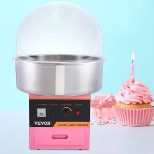 【Father's Day】VEVOR Electric Cotton Candy Machine, 1000W Candy Floss Maker, Commercial Cotton Candy Machine with Stainless Steel Bowl, Sugar Scoop, and Cover, Perfect for Home Kids Birthday, Family Party Pink