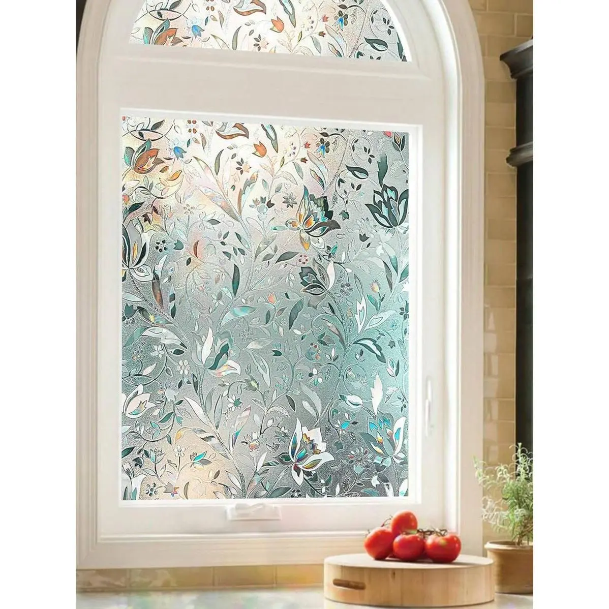 1pc Tulip Print Translucent Waterproof Electrostatic Vinyl Film - Removable PVC Window Sticker, 17.5x78.7in 3D Decorative, Heat Control, UV Blocking Adhesive Sheet for Home, Kitchen, Sticker Deco, All-In-One Style
