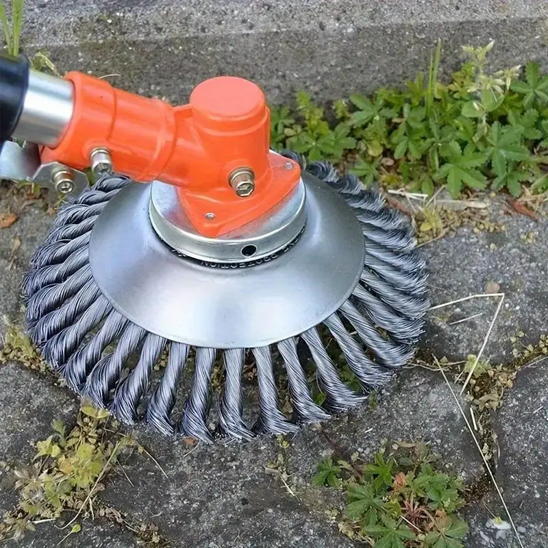 Wire Wheel Trimmer Head for Lawn Mower, Circular Grass Trimmer Head, Power Tool Accessories for Garden, Park & Roadside, Hardware Cutting Blades, Improved, Durable, Efficient Trimming, Easy Installation