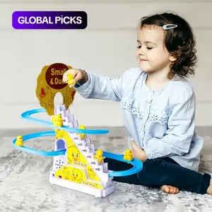 Small Ducks Climbing Toys, Interactive Duck Shaped, Electric Ducks Race Track Chasing Game Set, Playful Roller Coaster Toy with LED Flashing Lights & Music #GLOBAL PICKS