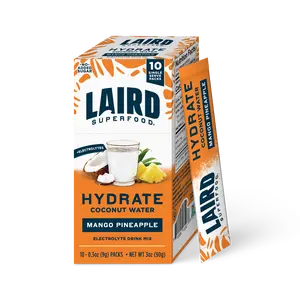 Laird Superfood Hydrate Pineapple Mango Electrolyte Drink Mix 10 Single Sticks Natural Nourishing Hydration
