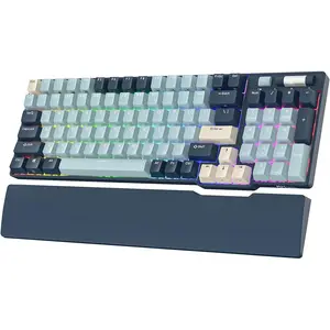 RK ROYAL KLUDGE RK96 RGB Limited Ed, 90% 96 Keys Wireless Triple Mode BT5.0/2.4G/USB-C Hot Swappable Mechanical Keyboard w/Wrist Rest, Software Support & Massive Battery, RK Yellow Switch, Forest Blue