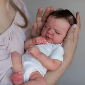 GUESSBELLY Realistic 18inch 46cm Asleep Art Reborn Baby Doll with 3D-paint Skin and Hand painting Visible Veins (Cloth Body, Soft Vinyl Limb) Toy For Girl Kids Birthday Gift