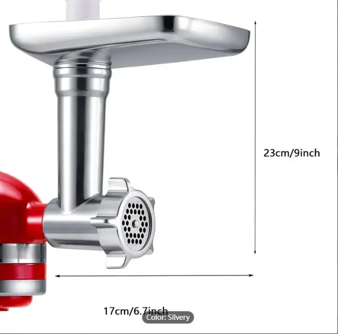 Metal Food Grinder Attachments For KitchenAid Stand Mixers, Meat Grinder, Sausage Stuffer, Perfect Attachment For KitchenAid Mixers, Silver (Machine/Mixer Not Included)