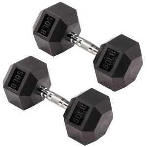 Hex Dumbbells Strength Workout Equipment Set, 50 Lbs