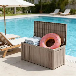 260 Gal Outdoor Storage Bench Box, Large Patio Furniture Accessory & Garden Tool Organizer, Indoor Cushion Storage Solution, Black