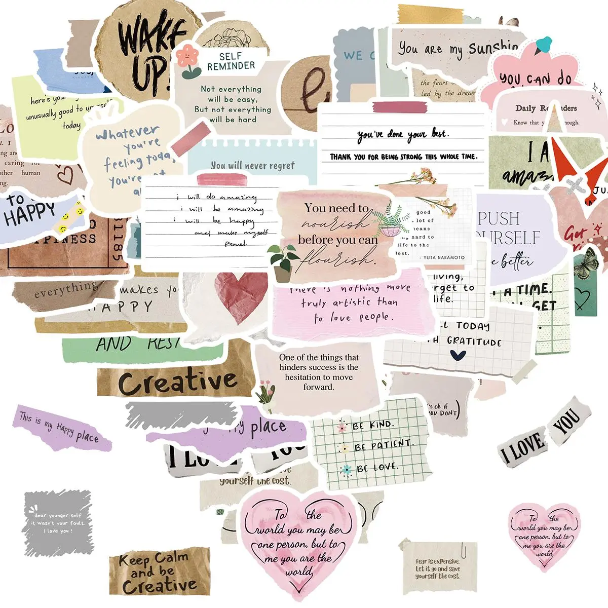 Motivational Words Sticker, 50pcs/set Generous Quantity Inspirational Quote Sticker, Water Bottle Sticker, Art Stickers for Laptop Vision Board Journaling Scrapbook Versatile Use, Sticker Packs, Decal Sticker