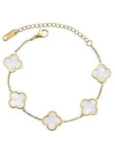 18k Gold Plated Clover Lucky Bracelet for Women, /// Flower Chain, Flower Design Bracelet, Fashion Jewelry, Perfect Gift for Her