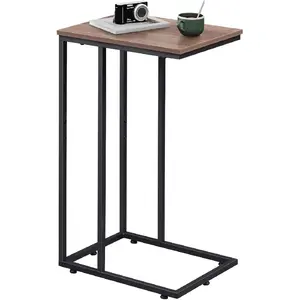 C Shaped End Table, Small Side Tables for Sofa and Bed, Couch Table That Slides Under for Living Room, Bedroom, Home Office, Small Spaces