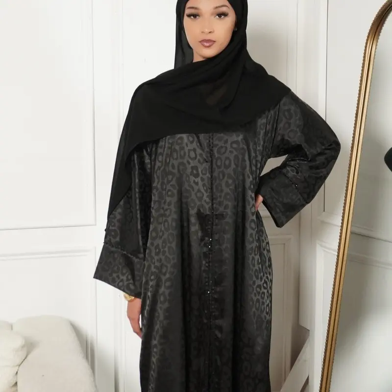 Black abaya set printed - Lightweight Breathable Summer Wear with Matching Hijab for Everyday Elegance