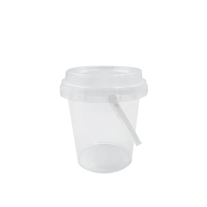 22/24oz Premium PP Injection Drink Bucket With Lid + Handle (109mm Diameter)  - 300 Sets/Case