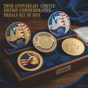 5PCS 250th US Anniversary Commemorative Coin Set Honor 250 Years of American Independence 1776-2026 Limited Edition Historical Collectible Gift 40mm 3D Relief Master-Level Craftsmanship