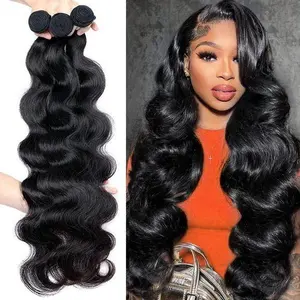 Wavymy Body Wave Budget Fridendly Brazilian Virgin 100% Human Hair Bundles Yaki Straight Quick Weave Sew In/Glue In Viral Hair Bundles Natural Color