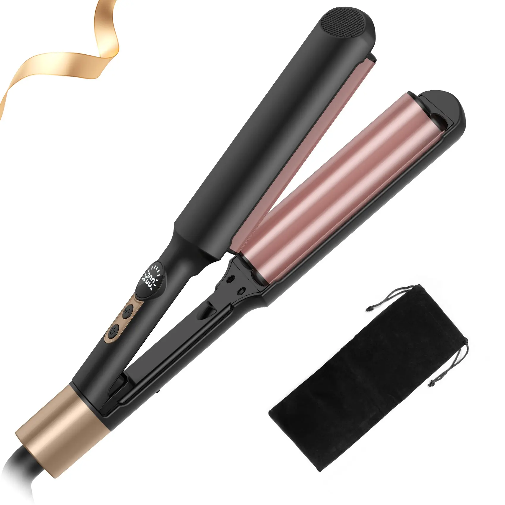 Mini Beach Waves Crimper – Dual Barrel Ceramic Hair Waver, 0.4" With 5 Temps, Anti-Scald & Dual Voltage – Travel-Friendly Curling Tool For Effortless Styling, Wavy Crimper, Christmas & New Year Gifts