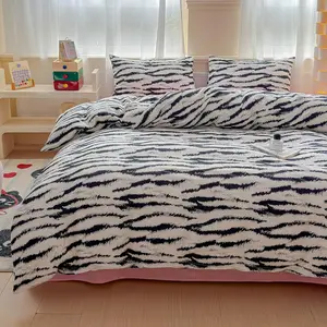 Duvet Cover Set    Bedding Black and White    1 Modern Abstract Geometric Comforter Cover Zipper Closure 2 Pillowcases for  Girls Boys