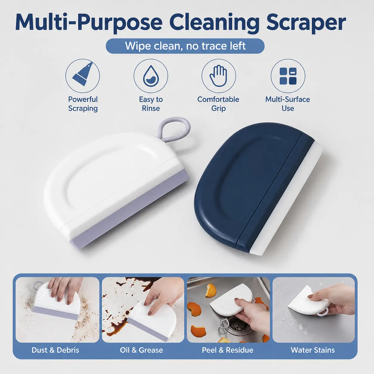 1 Count Mini Handheld Cleaning Squeegee, Soft Flexible Wiper Blade with Hanging Loop, for Kitchen Sink Glass Mirror Tile Surface Stain Cleaning