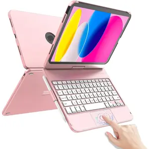 for iPad 10th Generation Case with Keyboard 10.9" 2022 & 11th (A16) 2025, Touch Trackpad Keyboard Case for 11/10th Generation-360? Rotate,Pencil Holder, Keyboard for iPad 10th Gen, Rose