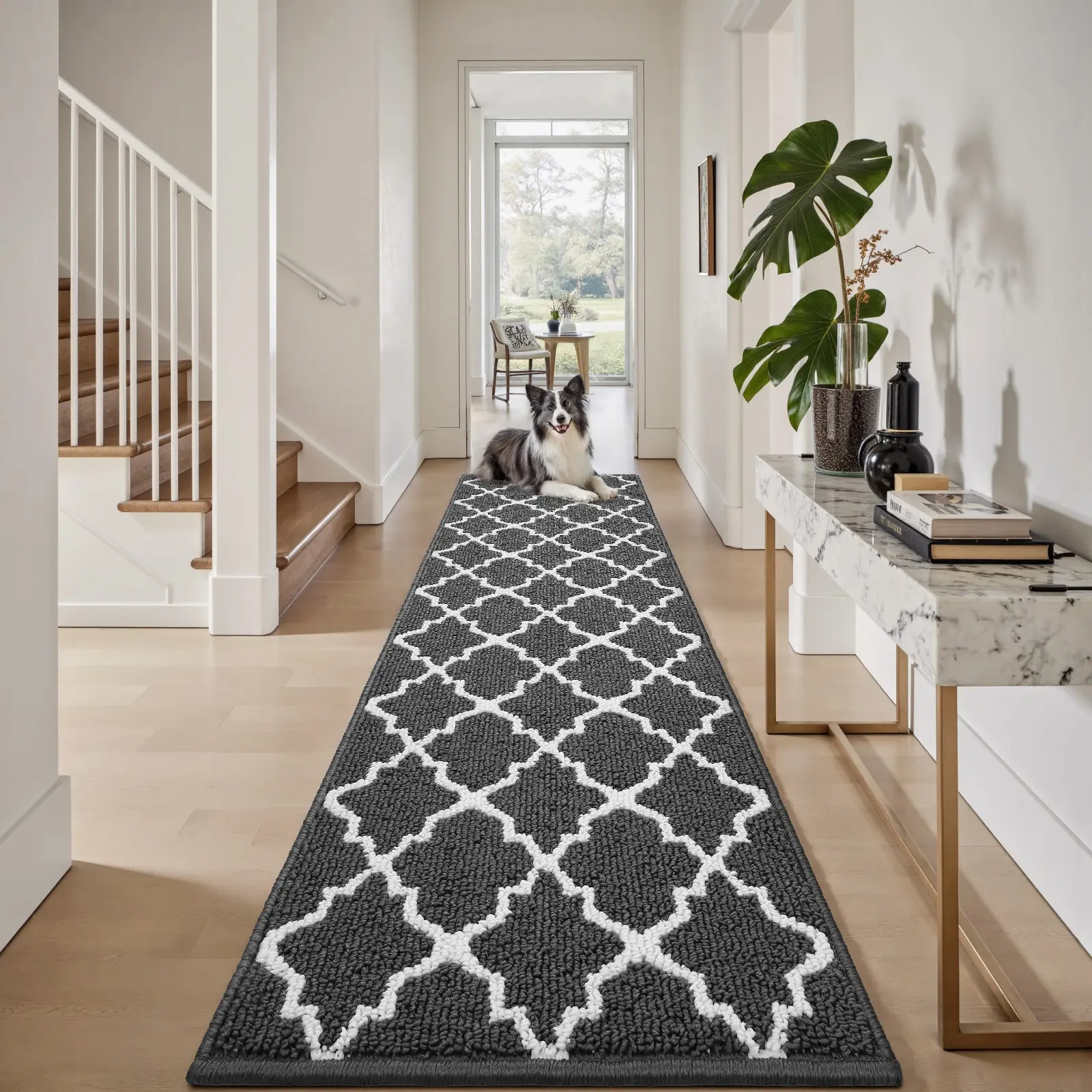 Washable Runner Rug with Non Slip Rubber Backing, Dirt Trapping Floor Mat for Entryway Hallway Kitchen Garage