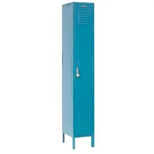 Global Industrial 652062BL Sturdy 12x15x60 in. Single-Tier Paramount Office Locker, 1-Door, Chrome-Leg, Ready-to-Assemble, Blue, 12 X 15 X 60 In