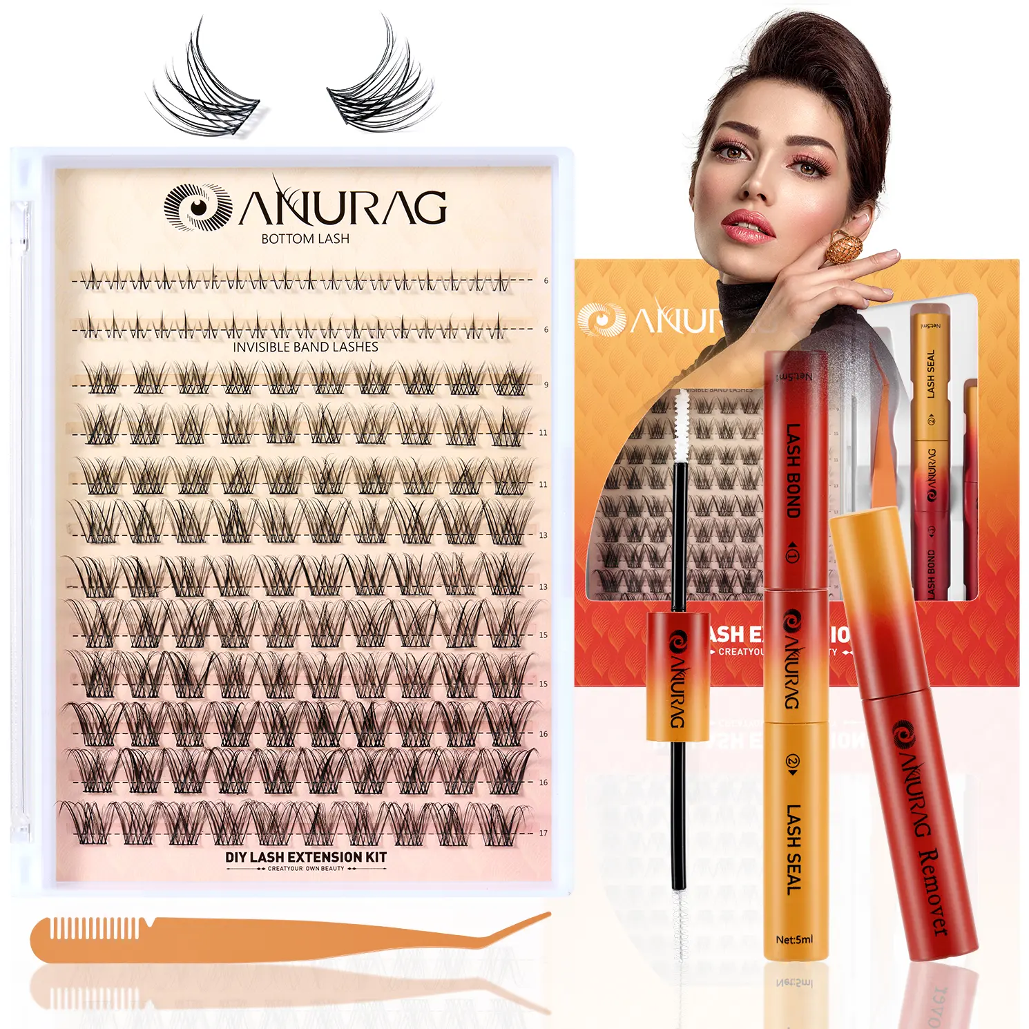 ANURAG Natural Eyelash Extension Kit 120Pcs Eyelash String Kit Slim Eyelash Extensions 9-17mm Individual Eyelash Extensions with Glue and Seal Eyelash Adhesive and Eyelash Extension，Christmas gifts,#SummerWins #DealsForYouDays