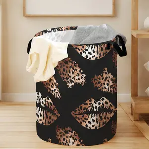 Creative Leopard Print Lip Pattern Toy and Laundry Storage Basket, Laundry Basket Sorter, Laundry Bin Sorter, Multi-Use Striped Organizer for Kids and Home, Ideal Wardrobe Solution, Laundry Hamper