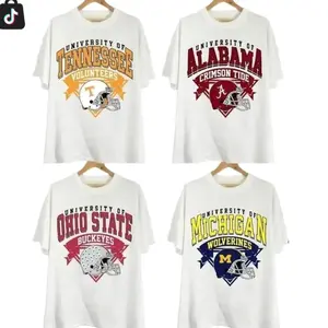 University Vintage All Team Football T-Shirt, College Mascot Graphic Tee, Game Day Fan Shirt, Unisex Sports Gift Top