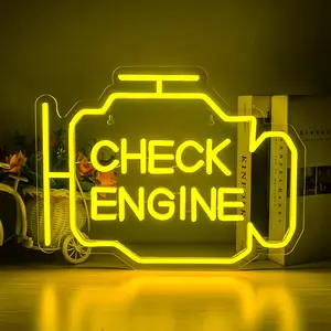 Check Engine LED Light, USB Powered Wall Mounted Novelty Light, Decorative Light for Home, Maintenance Room, Distribution Room, Game Room, Club