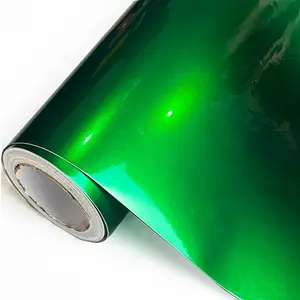 Ultra Glossy Green Metallic Vinyl Wrap Film Roll With Air Release Self Adhesive Car Wrapping Motorcycle DIY Decal Sticker