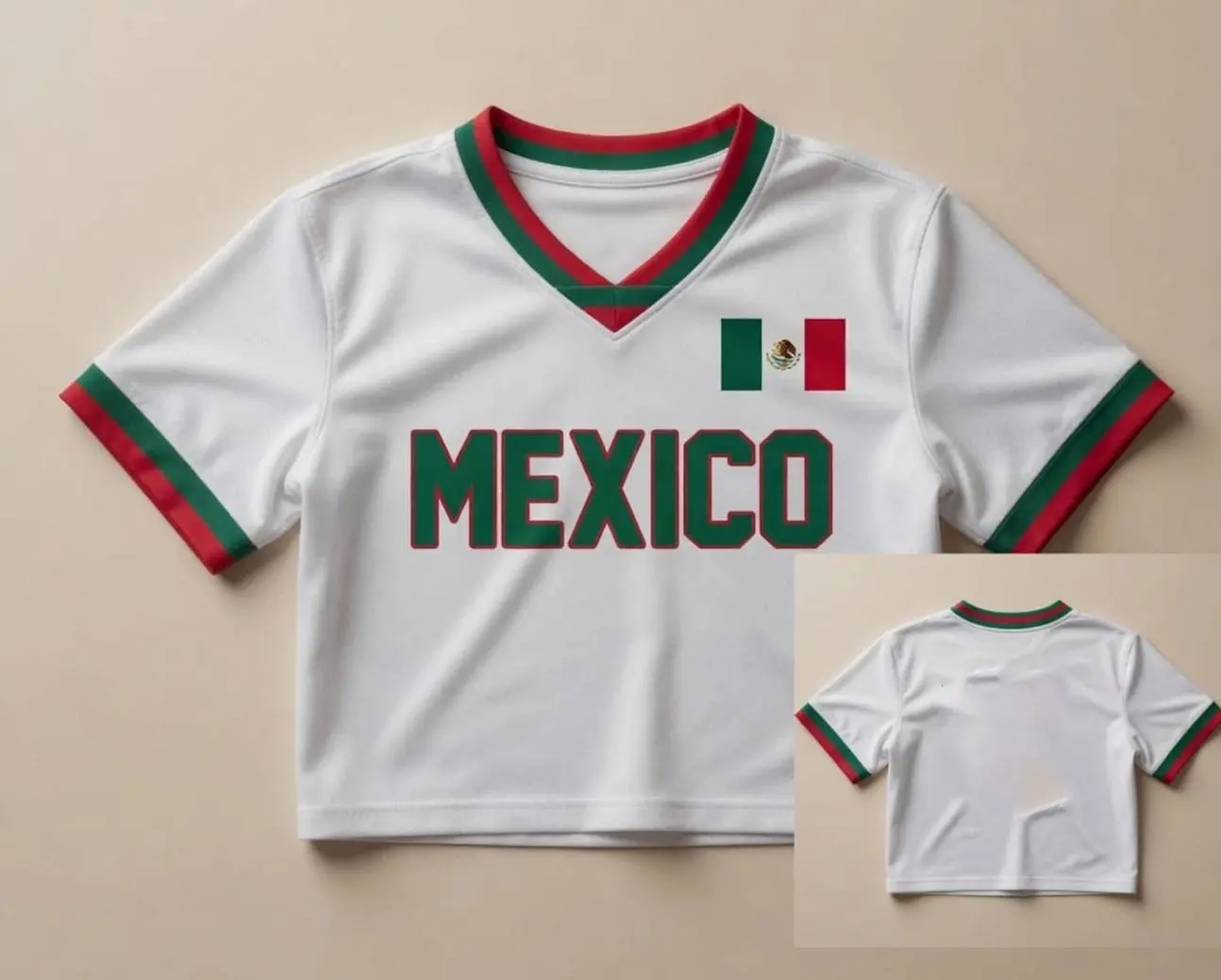 Mexico Soccer WC 2026 Inspired Cropped Jersey for Women – Sporty Game Day Streetwear Top