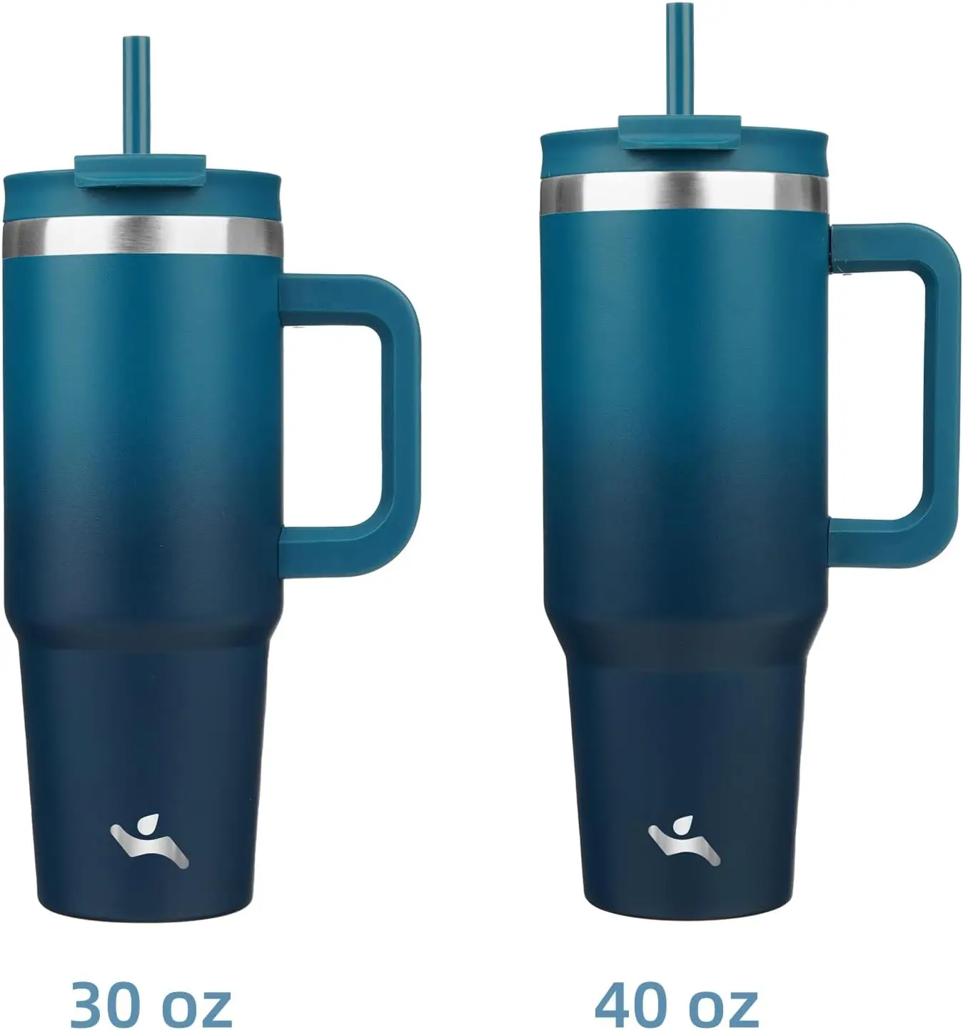 40 oz Bottle with Handle, Straw Lid |   BPA-free and dishwasher safe; made for gym, travel, coffee and gifting, 2, cup holder friendly,Indigo Black