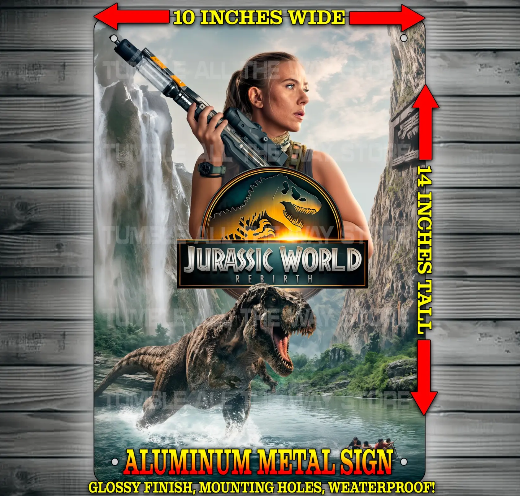 Jurassic World Rebirth Movie Collection Glossy Metal Sign Wall Art 10x14" Made from Aluminum, Comes with Mounting Holes, Weatherproof!