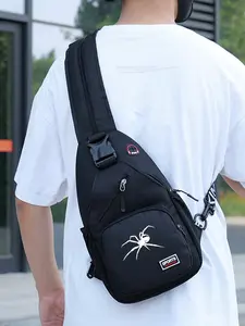 Men's Spider Print Crossbody Bag, Lightweight Versatile Shoulder Bag with Large Pockets. Adjustable & Detachable Strap, Practical for Storing Phone & Cosmetics. Perfect for Daily Commute & Outdoor Outings, Ideal Gift